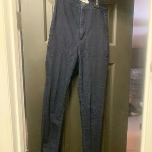 High waisted dark wash jeans